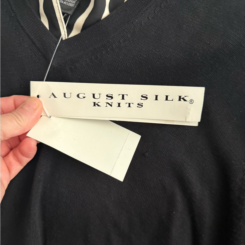 august silk Black V-Neck Knit Top with Tag